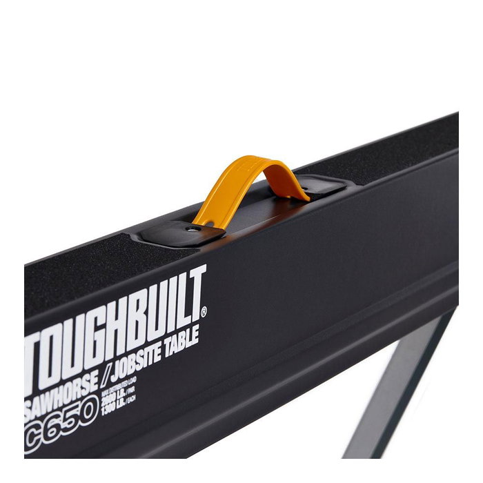 Toughbuilt Caballetes Portátiles / Mesa de Trabajo C650, 2 unidades, Acero, Capacidad 590 kg por caballete (1180 kg total), Revestimiento Anticorrosión, Asa de Transporte