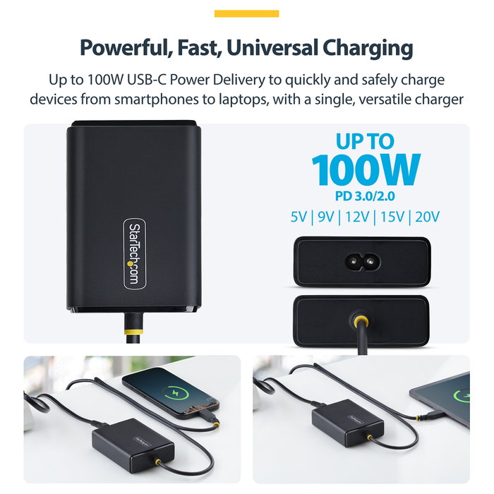 StarTech.com 1100LE-USB-C-CHARGER Adaptador e Inversor de Corriente 100 W Negro StarTech.com 1100LE-USB-C-CHARGER Adaptador e Inversor de Corriente 100 W Negro