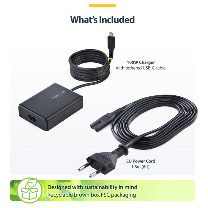 StarTech.com 1100LE-USB-C-CHARGER Adaptador e Inversor de Corriente 100 W Negro StarTech.com 1100LE-USB-C-CHARGER Adaptador e Inversor de Corriente 100 W Negro