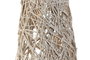 DKD Home Decor Set de 3 Conos de Ratán con LED, 20x20x80 cm, Crema Nevado