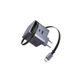 Ugreen X615 Cargador Rápido GaN 65W con Cable USB-C Retráctil Gris
