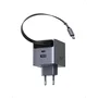 Ugreen Cargador GaN 65W con Cable USB-C Retráctil Gris