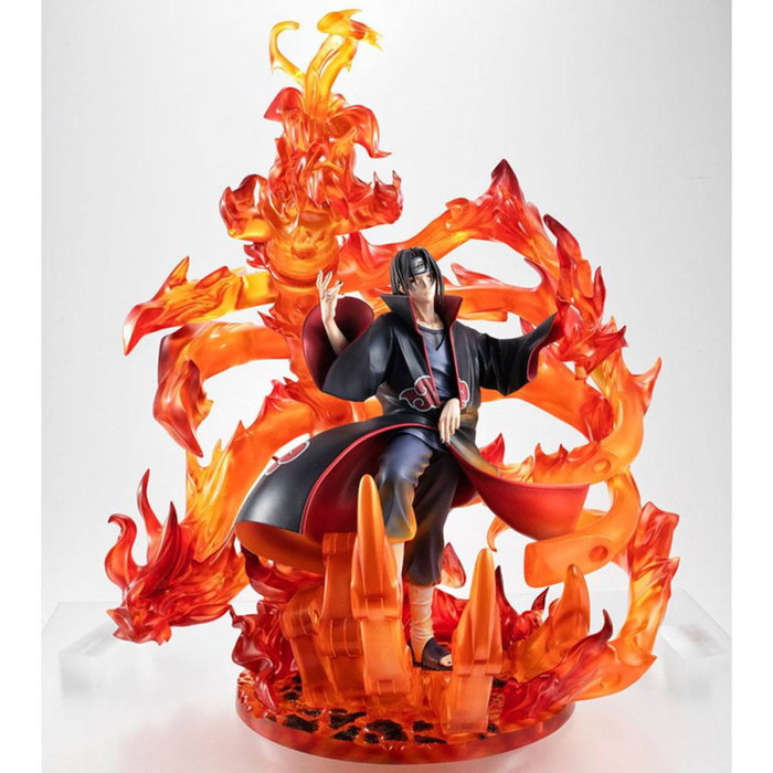 Megahouse Figura Naruto Shippuden Uchiha Itachi PVC 38 cm - Figura de anime pintada a mano con base y ventana