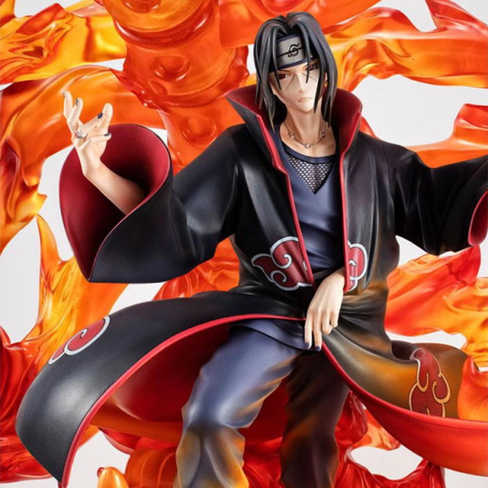 Megahouse Figura Naruto Shippuden Uchiha Itachi PVC 38 cm - Figura de anime pintada a mano con base y ventana
