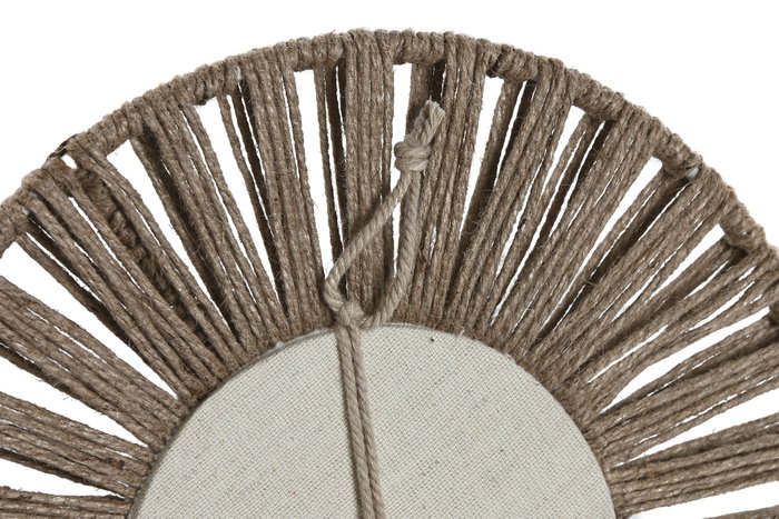 DKD Home Decor Set de 3 Espejos de Yute y Cristal Natural 20x20 cm