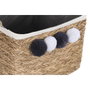 DKD Home Decor Set de 2 Cestas de Fibra y Algodón con Pompón Natural