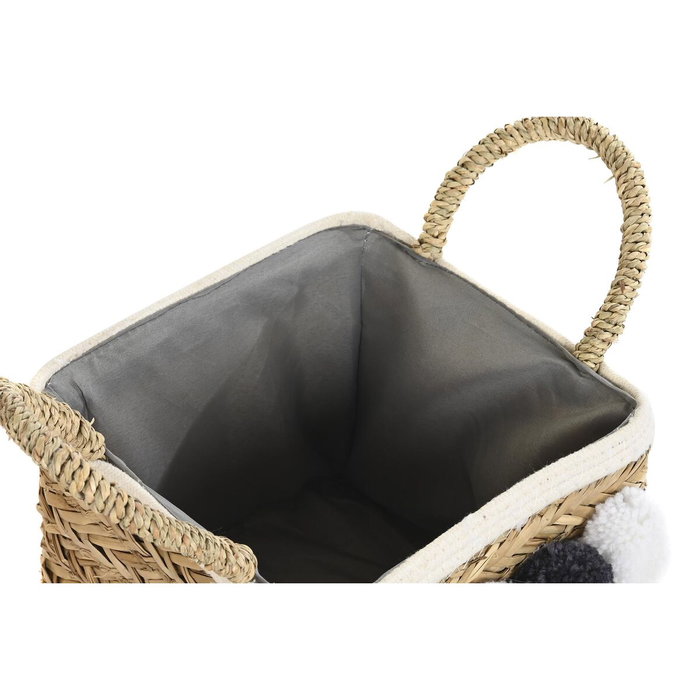DKD Home Decor Set de 2 Cestas de Fibra y Algodón con Pompón Natural DKD Home Decor Set de 2 Cestas de Fibra y Algodón con Pompón Natural