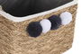 DKD Home Decor Cesta Boho Natural Gris Oscuro Fibra Algodón Pompon Set 2 Unidades 33x33x25 cm