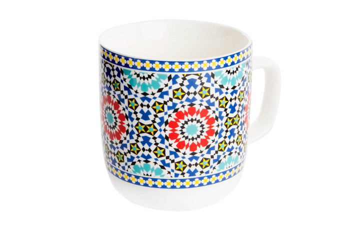 DKD Home Decor Mug Arabe Multicolor Porcelana 380ml (12 Unidades) 8.5 x 10 x 11.5 cm