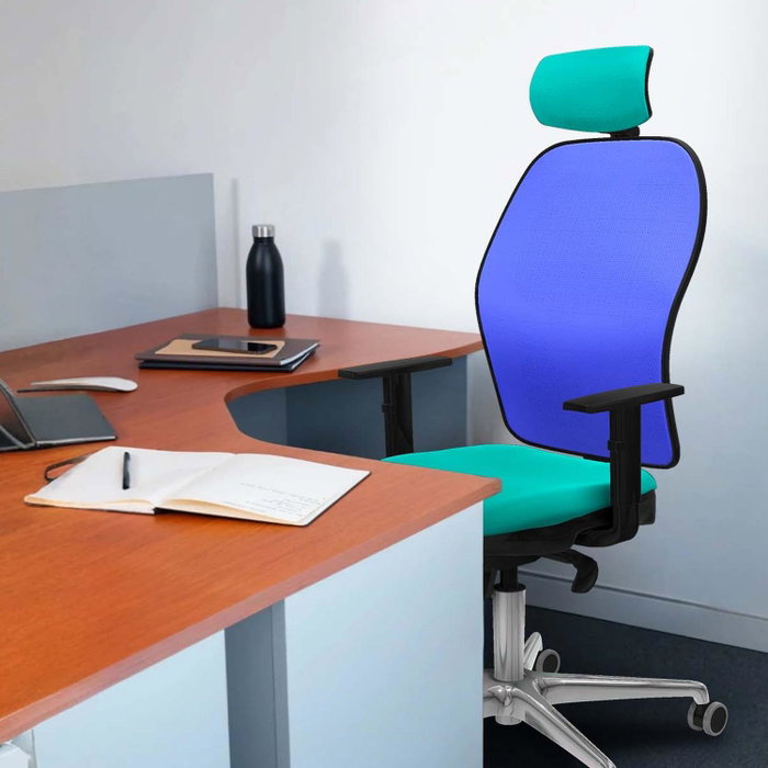 PIQUERAS Y CRESPO Silla de oficina Jorquera con mecanismo Sincro, azul marino y gris PIQUERAS Y CRESPO Silla de oficina Jorquera con mecanismo Sincro, azul marino y gris