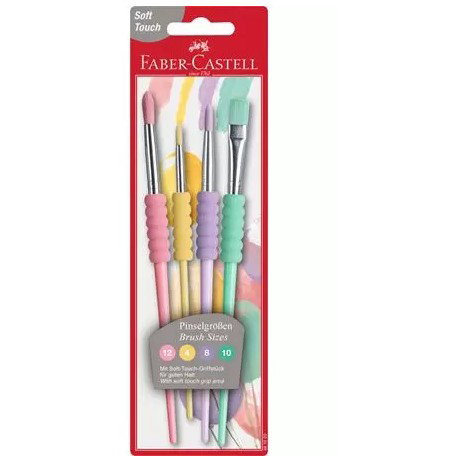 Faber Castell Juego de 4 Pinceles Colores Pastel para Bellas Artes
