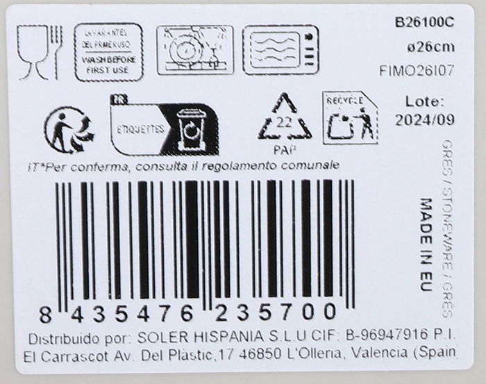 La Mediterranea Plato Llano "Blur" Monaco Brillo 26 cm (6 Unidades)