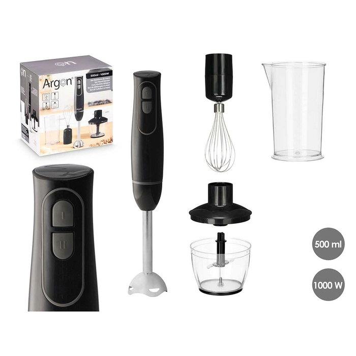 Argon Set de Batidora con Accesorios 1000W Negro y Gris