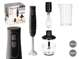 Argon Set Batidora con Accesorios Negra y Gris 1000W 22x22x13.5cm (Set de 6)