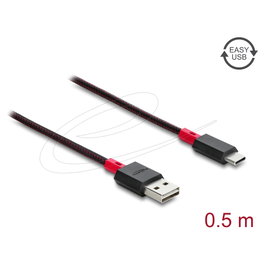 DeLOCK Cable USB 2.0 Tipo A a USB Tipo C 0,5 m Rojo/Negro