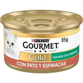 Purina Gourmet Gold Mousse Lata 85g - Comida Húmeda para Gato Sabor Pato y Espinacas, Pack de 24 Unidades