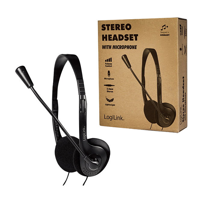 LogiLink HS0052 Auriculares de Diadema Negros con Conector Jack 3,5 mm