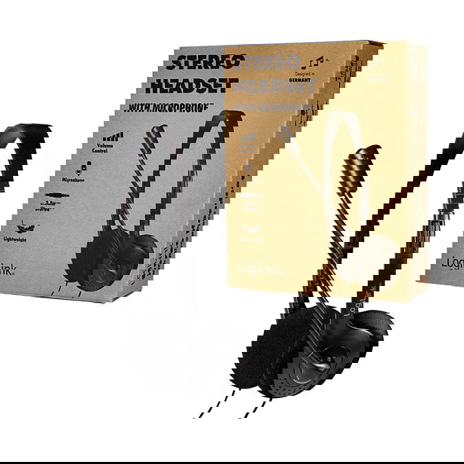 LogiLink Auriculares Diadema Estéreo con Micrófono HS0052 - Alámbrico, 3.5mm, para Oficina/Centro de Llamadas, Negro LogiLink Auriculares Diadema Estéreo con Micrófono HS0052 - Alámbrico, 3.5mm, para Oficina/Centro de Llamadas, Negro