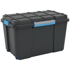 Thisga Caja de Almacenamiento con Ruedas Hermética 110 Litros Negra