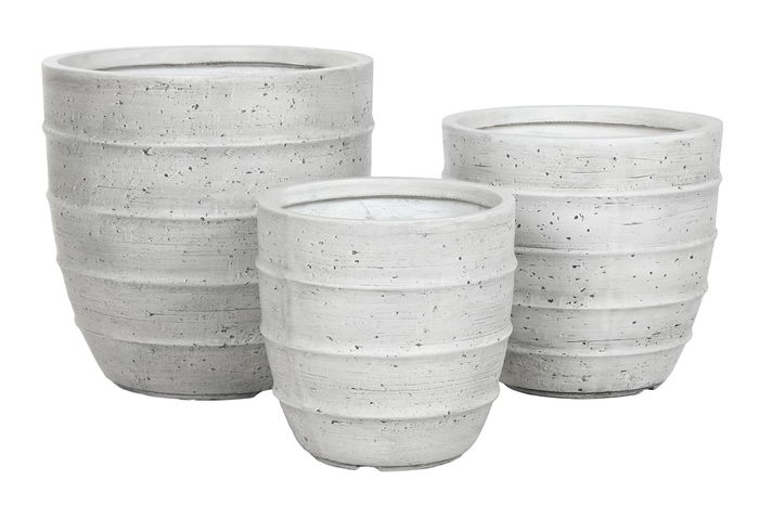 DKD Home Decor Macetero Terraza Y Jardin Gris Magnesia 44.5 x 43.5 x 44.5 cm Set de 3