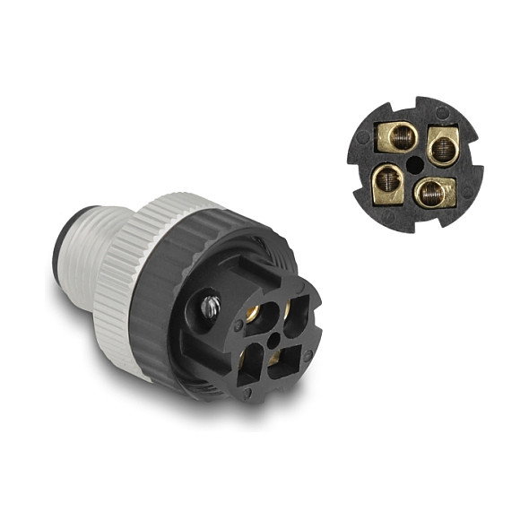 DeLOCK Conector M12 codificado A de 4 pines macho con montaje de tornillo