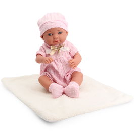 Tachan Bebé 40Cm Conjunto de Encaje Rosa Gorrito Peto Botitas Mantita Muñeca Realista Calidad Exquisita +3 Años