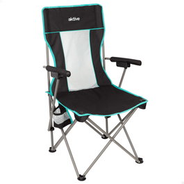 Aktive Silla plegable camping negra con respaldo de rejilla