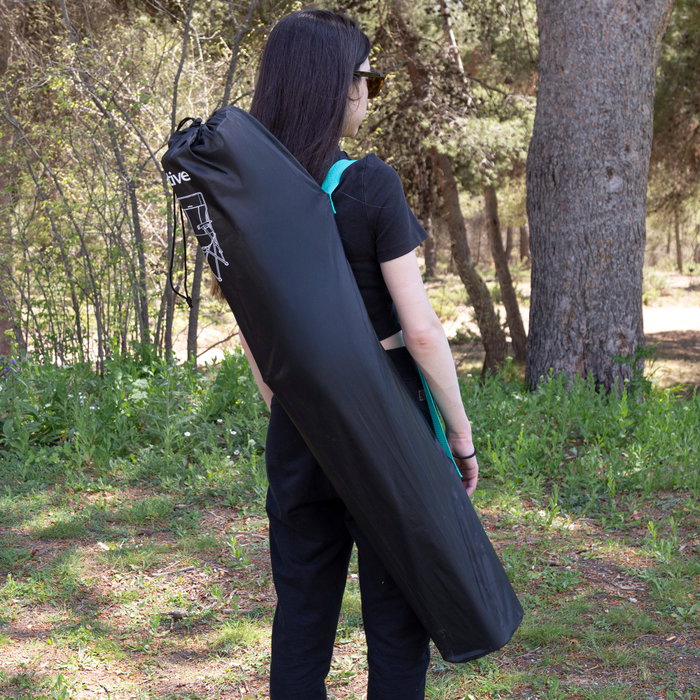 Aktive Silla plegable camping negra con respaldo de rejilla