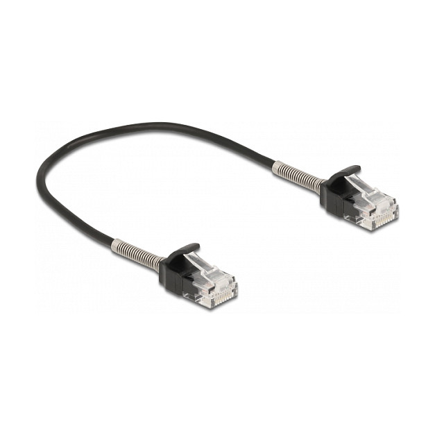 DeLOCK Cable de red RJ45 Cat.6A 25 cm Negro con protección contra dobleces