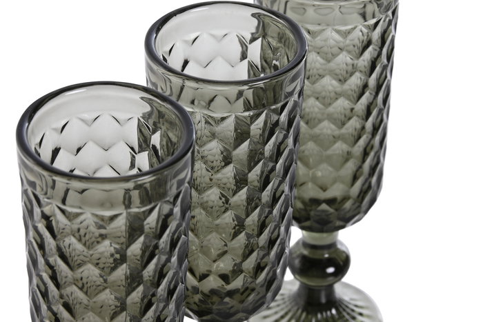 DKD Home Decor Set de 6 Copas de Cristal de 150 ml, Gris
