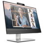HP E24mv G4 - Monitor de videoconferencia Full HD IPS de 60.5 cm (23.8") con altavoces, cámara 5 MP, micrófono, HDMI, DisplayPort, USB-C, VGA y montaje VESA - Negro/Plata