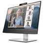 HP E24mv G4 - Monitor de videoconferencia Full HD IPS de 60.5 cm (23.8") con altavoces, cámara 5 MP, micrófono, HDMI, DisplayPort, USB-C, VGA y montaje VESA - Negro/Plata