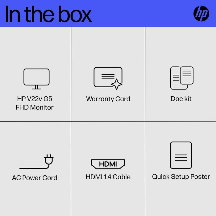 HP V22v G5 Monitor FHD 21.45" (54.5 cm) - Resolución Full HD 1920x1080, 75Hz, AMD FreeSync, Inclinación Ajustable