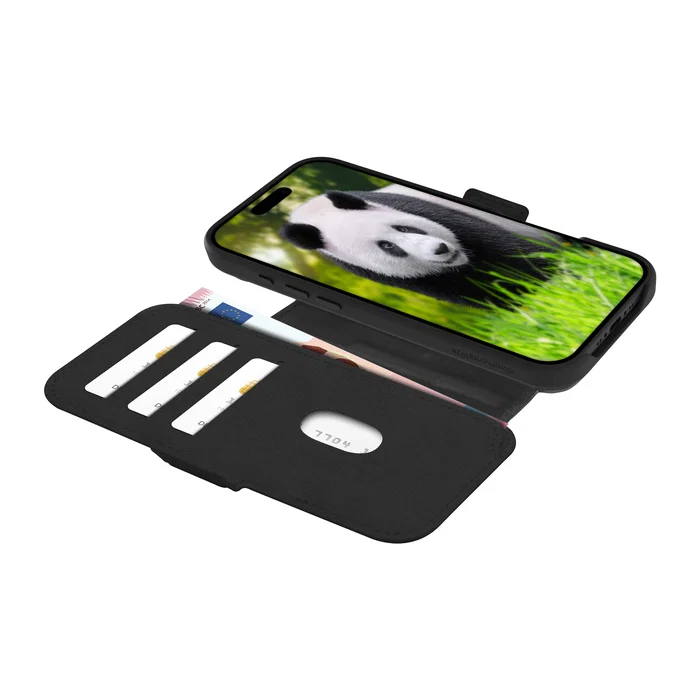 Apple Funda Folio Lynge MS para iPhone 17 Air - Negro, Cuero de Grano Entero, Compatible con MagSafe, Cierre Magnético, con 3 Bolsillos para Tarjetas, Resistente a Rayones