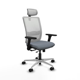 PIQUERAS Y CRESPO Silla de oficina Haches con mecanismo Sincro/Traslack, Gris y Blanco