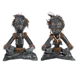 S/2 Figura Negro Madera Decoración 50 X 53 X 67 cm