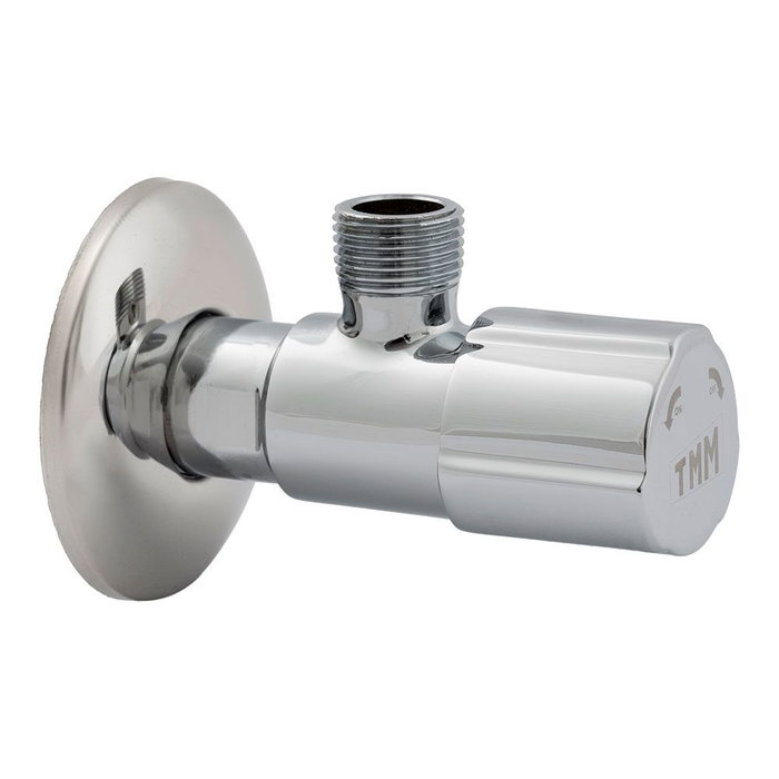 TMM Válvula de Escuadra Cerámica con Mando Metálico, Cierre 1/4 Vuelta, 1/2 pulg x 3/4 pulg TMM Válvula de Escuadra Cerámica con Mando Metálico, Cierre 1/4 Vuelta, 1/2 pulg x 3/4 pulg