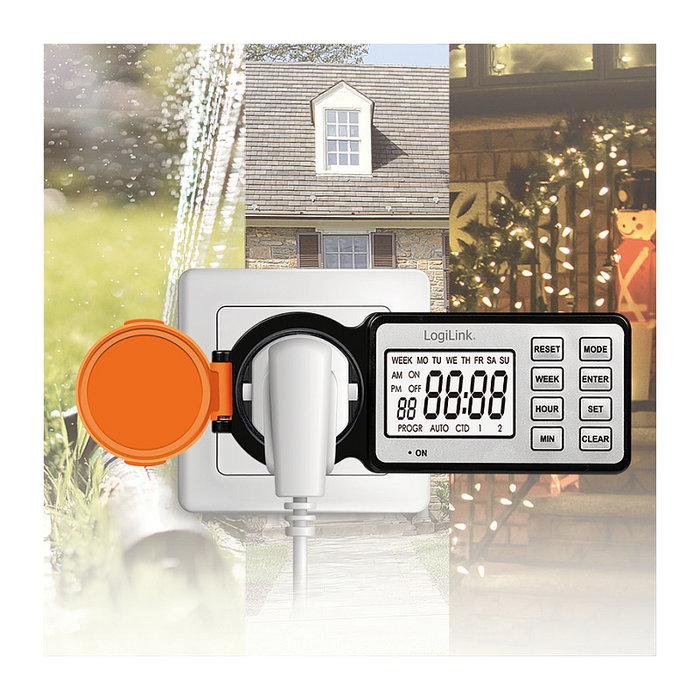 LogiLink Interruptor de tiempo digital para exterior