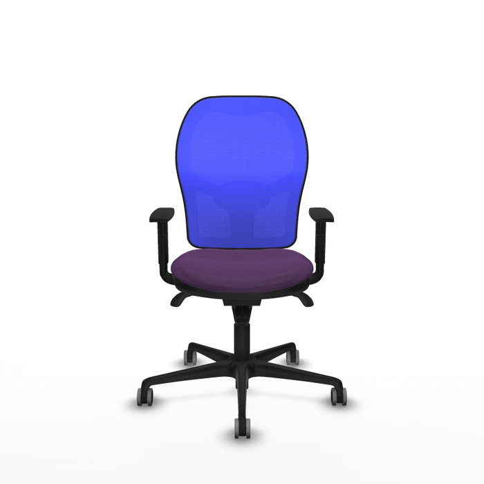 PIQUERAS Y CRESPO Silla de oficina Jorquera con mecanismo sincro, tela morada y malla azul PIQUERAS Y CRESPO Silla de oficina Jorquera con mecanismo sincro, tela morada y malla azul