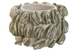 DKD Home Decor Centro de Mesa Gres Carambola Blanco y Verde