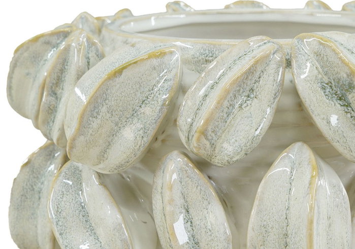 DKD Home Decor Centro de Mesa Gres Carambola Blanco y Verde