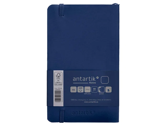 Antartik Cuaderno A6 Tapa Blanda Hojas Lisas Azul Marino 100 Hojas 80gr FSC