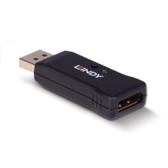 Lindy DisplayPort 1.4 EDID Emulator Adapter - Emulador de Señal para Problemas EDID, Soporte 7620x4320 HDR