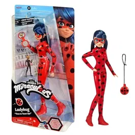 Bandai Muñeca Miraculous Ladybug 26 cm - Ladybug con teléfono - Nuevo disfraz efecto vinilo - P50028
