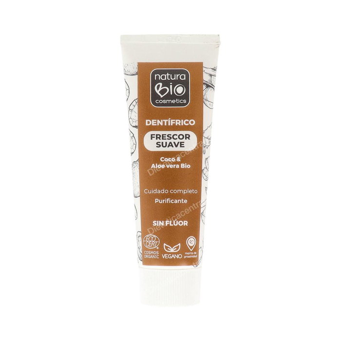 Naturabio Cosmetics Dentífrico Frescor Suave Aloe-Coco 75ml - Cuidado Completo Dientes y Encías, Certificado ECOCERT, Apto para Veganos Naturabio Cosmetics Dentífrico Frescor Suave Aloe-Coco 75ml - Cuidado Completo Dientes y Encías, Certificado ECOCERT, Apto para Veganos