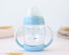 KioKids Taza de Aprendizaje Antiderrames para Bebé desde 6 Meses, Step 1, Azul, 270 ml, Tetina de Silicona Suave con Sistema Anticólico y Asas