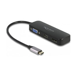 DeLOCK Adaptador USB-C a VGA/HDMI/DisplayPort 4K 60 Hz Negro
