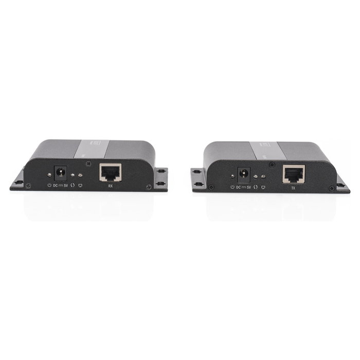 Digitus Extender Set HDMI 4K por IP Cat5/5e/6/7 Negro, Extensor de Señal AV hasta 120m Cableado, Transmisor y Receptor para Alta Definición