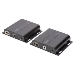 Digitus Extender Set HDMI 4K por IP Cat5/5e/6/7 Negro, Extensor de Señal AV hasta 120m Cableado, Transmisor y Receptor para Alta Definición