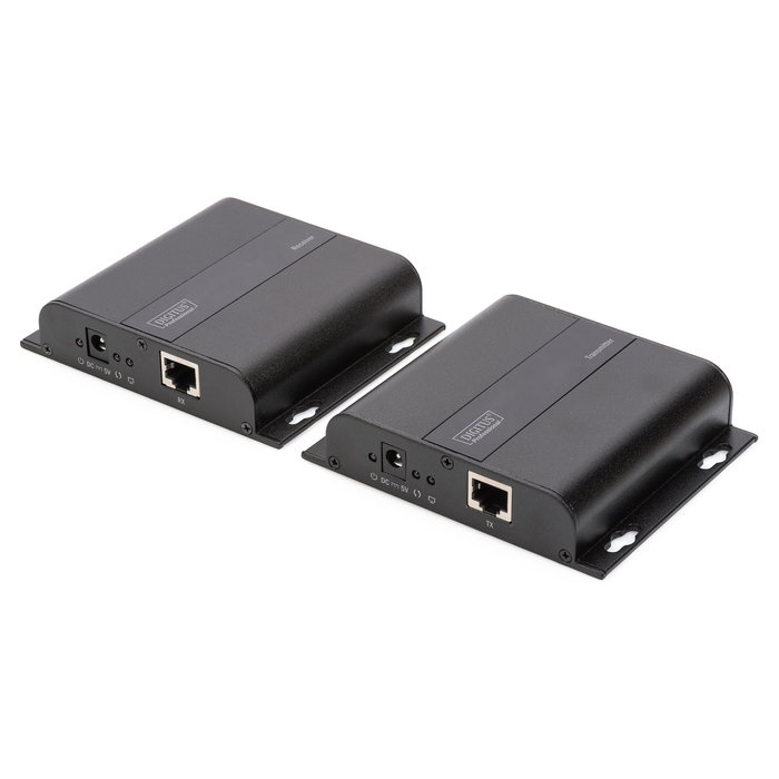 Digitus Extender Set HDMI 4K por IP Cat5/5e/6/7 Negro, Extensor de Señal AV hasta 120m Cableado, Transmisor y Receptor para Alta Definición